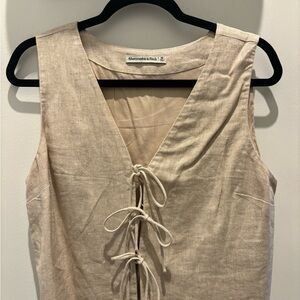 Abercrombie & Fitch Tan Lace-Up Sleeveless Top